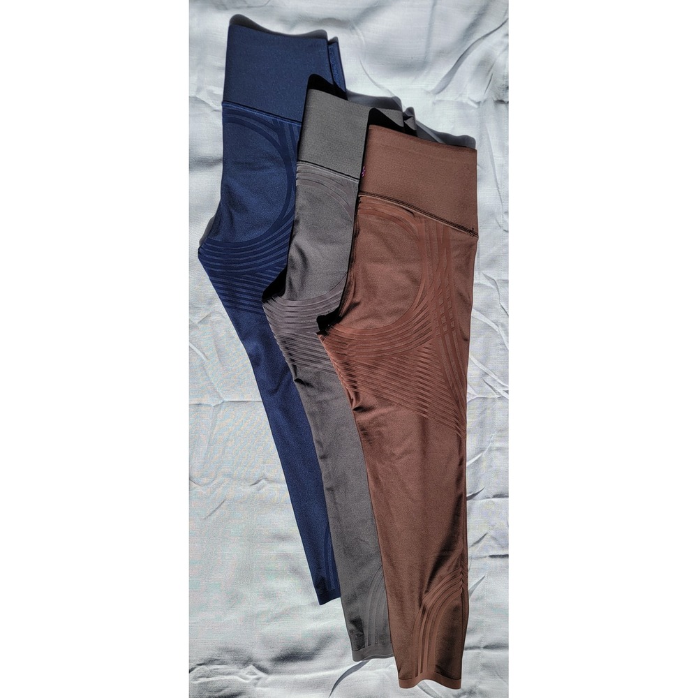Fabletics Lot of 3 Womens High Waisted 7/8 Leggings Blue Brown Gray Size Small